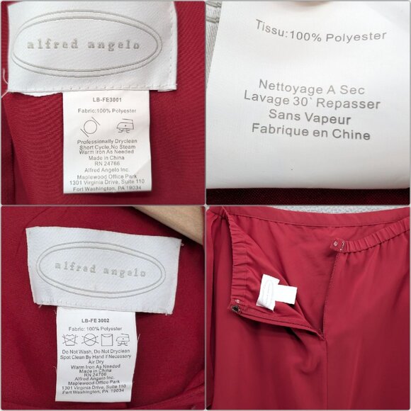Alfred Angelo Chiffon 2 Pc Formal Outfit Red Evening Overlay Top Skirt Size 2X - Picture 8 of 14